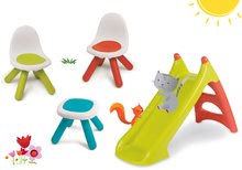 Otroško vrtno pohištvo kompleti - Komplet mizica Piknik z dvema stolčkoma KidChair Smoby in vodni tobogan Toboggan XS dolžine 90 cm od 24 mes_18
