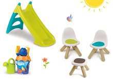 Set stôl Piknik Smoby s 2 stoličkami KidChair a šmykľavka Toboggan XS dlhá 90 cm a Disney vedro set od 24 mes