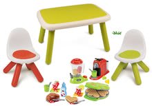 Mobilier de jardin pour enfants et accessoires - Table pour enfants KidTable verte Smoby avec deux chaises avec un filtre UV et un gaufrier avec une cafetière et un mixeur_24