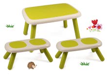 Detský záhradný nábytok sety - Set stôl pre deti KidTable zelený Smoby s lavicou s UV filtrom a vozíkom na ťahanie_15