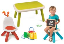 Detský záhradný nábytok sety - Set stôl pre deti KidTable zelený Smoby so stoličkou a stolčekom s UV filtrom s vedrom do piesku_23