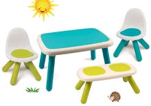 Dětský záhradní nábytek sety - Set stůl pro děti KidTable zelený Smoby se dvěma židlemi a stolkem s UV filtrem_26