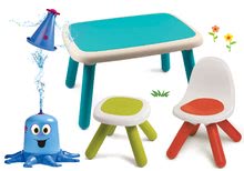 Zestawy mebli ogrodowych dla dzieci - Zestaw stół dla dzieci KidTable niebieski Smoby z krzesełkiem i taboretem oraz wodną ośmiornicą, z filtrem UV_23