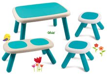 Detský záhradný nábytok sety - Set stôl pre deti KidTable zelený Smoby s dvoma stolčekmi s UV filtrom a metla s lopatkou_18