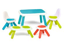 Otroško vrtno pohištvo kompleti - Komplet miza za otroke KidTable Smoby modra s klopjo in taburetom ter dvema stolčkoma_22