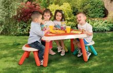 Detský záhradný nábytok sety - Set stôl pre deti KidTable zelený Smoby s dvoma stoličkami s UV filtrom a vaflovač s kávovarom a mixérom_2