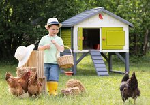 Kurin pre sliepky - Kurín pre 5 sliepok Cluck Cluck Cottage Green Smoby 4 dvere so schodmi a kŕmidlom a hniezdo s falošným vajíčkom 128 cm výška_2