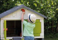 Coteț pentru găini - Coteț pentru 5 găini Cluck Cluck Cottage Green Smoby 4 uși cu trepte și o hrănitoare cu un cuib un ou fals de 128 cm înălțime_7