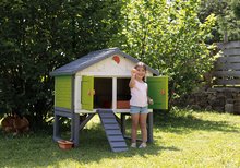 Kurnik za kokoške - Kurnik za 5 kokoši Cluck Cluck Cottage Green Smoby 4 vrata s stopničkami in krmilnico in gnezdo z imitacijo jajca 128 cm višina_3