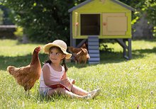 Kurnik za kokoške - Kurnik za 5 kokoši Cluck Cluck Cottage Green Smoby 4 vrata s stopničkami in krmilnico in gnezdo z imitacijo jajca 128 cm višina_0