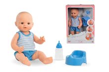 Igrače dojenčki od 24. meseca - Dojenček Paul pije in lula Mon Grand Poupon Corolle 36 cm z rjavimi mežikajočimi očkami in 2 dodatkoma od 24 mes_4
