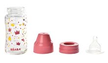 Bočice za dojenčad - Staklena bočica za bebe Crown Beaba 240 ml ružičasta sa širokim grlom od 0 mjeseci_0
