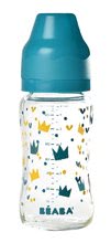 Dojčenské fľaše - Dojčenská sklenená fľaša Crown Beaba 240 ml so širokým hrdlom modrá od 0 mesiacov_1