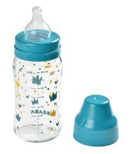 Bočice za dojenčad - Staklena bočica za bebe Crown Beaba 240 ml plava sa širokim grlom od 0 mjeseci_2