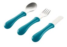Tacâmuri și lingurițe - Tacâmul Beaba 3-piese linguriţă, furculiţă şi cuţit albastru_0