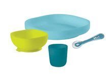 Babaétkészletek - Étkészlet Silicone Meal set Beaba szilikonból 4 részes kék csecsemőknek_1