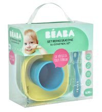 Babaétkészletek - Étkészlet Silicone Meal set Beaba szilikonból 4 részes kék csecsemőknek_4