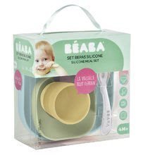 Jídelní soupravy - Jídelní souprava Silicone Meal Set Beaba ze silikonu 4dílná pro miminka žlutá od 0 měsíců_0