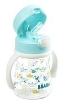 Kinderbecher - Flasche Bidon aus Hartplastik Straw Cup Beaba 240 ml mit Strohhalm zum Trinken hellblau ab 8 Monaten_0