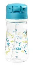 Căni cu cioc pentru bebeluși - Sticlă din plastic rezistent Beaba Straw Cup 350 ml cu pai albastru de la 8 luni_1
