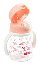 Căni cu cioc pentru bebeluși - Sticlă pentru bebeluși din plastic rezistent Beaba Straw Cup 240 ml cu pai roz de la 8 luni_0