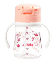 Căni cu cioc pentru bebeluși - Sticlă pentru bebeluși din plastic rezistent Beaba Straw Cup 240 ml cu pai roz de la 8 luni_1