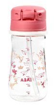 Căni cu cioc pentru bebeluși - Sticlă pentru bebeluși din plastic rezistent Beaba Straw Cup 350 ml cu pai roz de la 8 luni_1
