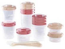 Posode in doze za živila - Set 12 posod za hrano Beaba 12 Clip z dvema žličkama iz silikona za dojenčke 2x60ml, 4x120 ml, 6x200 ml rožnata in nude od 4 mes_0