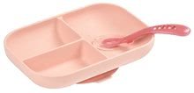 Setovi za jelo - Set za jelo Silicone Pink Beaba 2-dijelni zdjelica i žličica od silikona ružičaste boje od 4 mjeseca_1