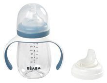 Căni cu cioc pentru bebeluși - Sticla biberon bebeluși Beaba Learning Cup 2in1 Windy Blue 210 ml albastră cu pai de la 4 luni_1