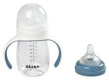 Gyerek itatópoharak - Tanuló ivó palack Bidon Beaba Learning Cup 2in1 Windy Blue 210 ml ivócsőrrel kék 4 hó-tól_3