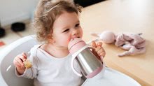 Căni cu cioc pentru bebeluși - Sticlă biberon cu pereți dublii Stainless Steel Straw Cup Beaba Old Pink 250ml roz  din oțel inoxidabil de la 8 luni_1
