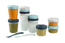 Pots et petits récipients pour aliments - Mettez 12 boîtes de repas Beaba Pack Storm 12 clip et 2 cuillères en silicone bleu Expert Meal & Food Storage_1