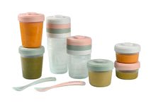 Dózy a formičky na potraviny - Set 12 dóz na jídlo Beaba Expert Meal & Food Storage Pack Eucalyptus 12 clip a 2 silikonové lžičky růžové_1