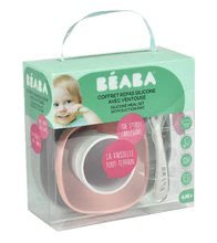 Babaétkészletek - Étkészlet  Beaba Silicone meal set szilikonból 4 részes rózsaszin-bézs-szürke kisbabáknak BE913507_3