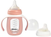 Tazze per bambini - Biberon Bidon  svezzamento 2v1 Learning Bottle 210ml Pink Beaba con custodia in silicone rosa a partire da 4 mesi_3