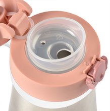Za dojenčke - Steklenica bidon z dvojnimi stenami Stainless Steel Bottle Beaba Old Pink 350ml rožnata iz nerjavečega jekla od 18 mes_0
