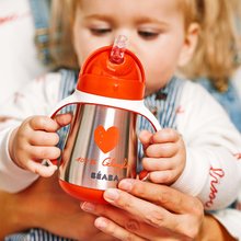Für Babys - Bidon-Flasche mit Doppelwand Stainless Steel Straw Cup Beaba Mathilde Cabanas 250ml Edelstahl rot ab 8 Monaten_0