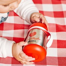 Für Babys - Bidon-Flasche mit Doppelwand Stainless Steel Straw Cup Beaba Mathilde Cabanas 250ml Edelstahl rot ab 8 Monaten_2