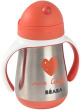 Für Babys - Bidon-Flasche mit Doppelwand Stainless Steel Straw Cup Beaba Mathilde Cabanas 250ml Edelstahl rot ab 8 Monaten_5