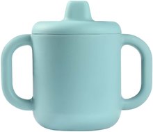 Detské hrnčeky - Hrnček pre bábätká Silicone Learning Cup Blue Beaba s vrchnákom na učenie sa piť od 8 mes modrý_2