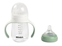 Dětské hrnky - Láhev Bidon na učení pití 2in1 Training Bottle Beaba Sage Green 210 ml zelená od 4 měsíců_3