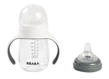 Dětské hrnky - Láhev Bidon na učení pití 2in1 Training Bottle Beaba Mineral Grey 210 ml šedá od 4 měsíců_0