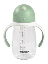 Dětské hrnky - Láhev Bidon na učení pití Straw Cup Beaba Sage Green 300 ml s brčkem zelená od 8 měsíců_3
