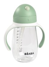 Căni cu cioc pentru bebeluși - Sticlă Bidon pentru a-i învăța pe copii să bea Straw Cup Beaba Sage Green 300 ml cu pai verde de la 8 luni_0