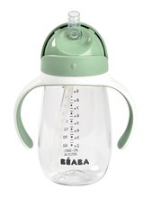 Lončki - Steklenica Bidon za učenje pitja Straw Cup Beaba Sage Green 300 ml s slamico zelen od 8 mes_3