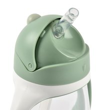 Căni cu cioc pentru bebeluși - Sticlă Bidon pentru a-i învăța pe copii să bea Straw Cup Beaba Sage Green 300 ml cu pai verde de la 8 luni_1