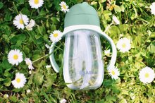 Căni cu cioc pentru bebeluși - Sticlă Bidon pentru a-i învăța pe copii să bea Straw Cup Beaba Sage Green 300 ml cu pai verde de la 8 luni_2