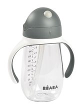 Detské hrnčeky - Fľaša Bidon na učenie pitia Straw Cup Beaba Mineral Grey 300 ml so slamkou sivá od 8 mes_1