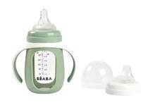 Kubki dla dzieci - Butelka Bidon do nauki picia 2in1 Training Bottle Beaba Sage Green, 210 ml, z silikonową osłoną,  zielona, od 4 miesiąca życia_1